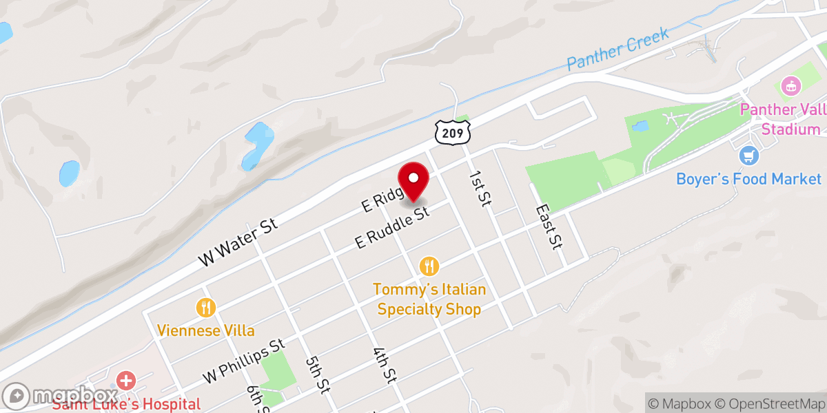 Map showing location of First Congregational Church of Coaldale