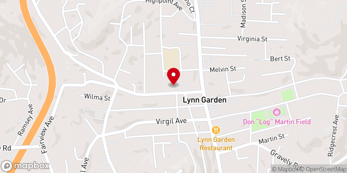 Map showing location of Lynn Garden Baptist Church