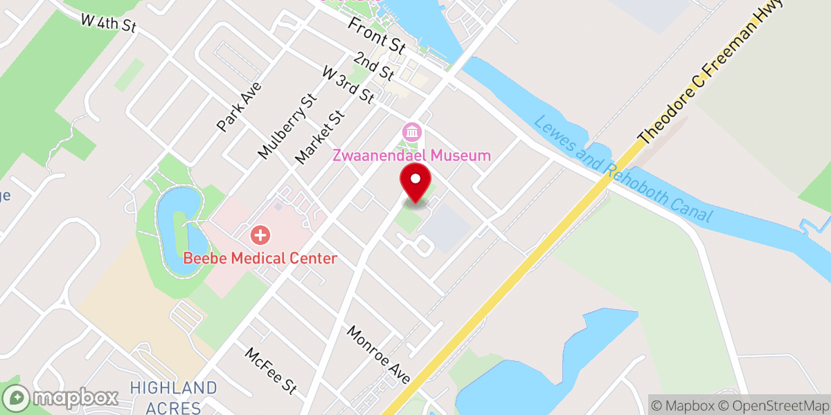 Map showing location of Lewes Presbyterian Church