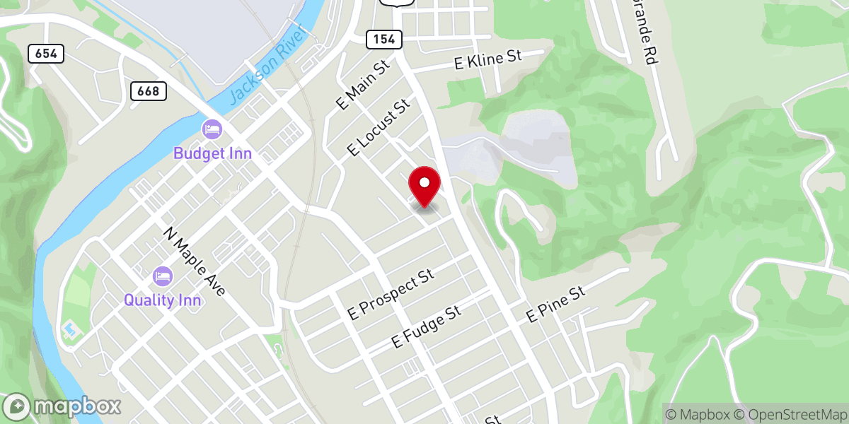 Map showing location of Calvary Baptist Church