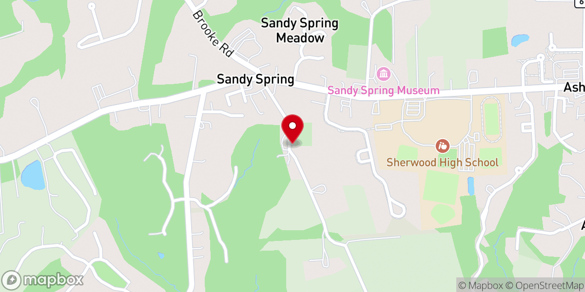 Map showing location of Sandy Spring Friends Meeting House