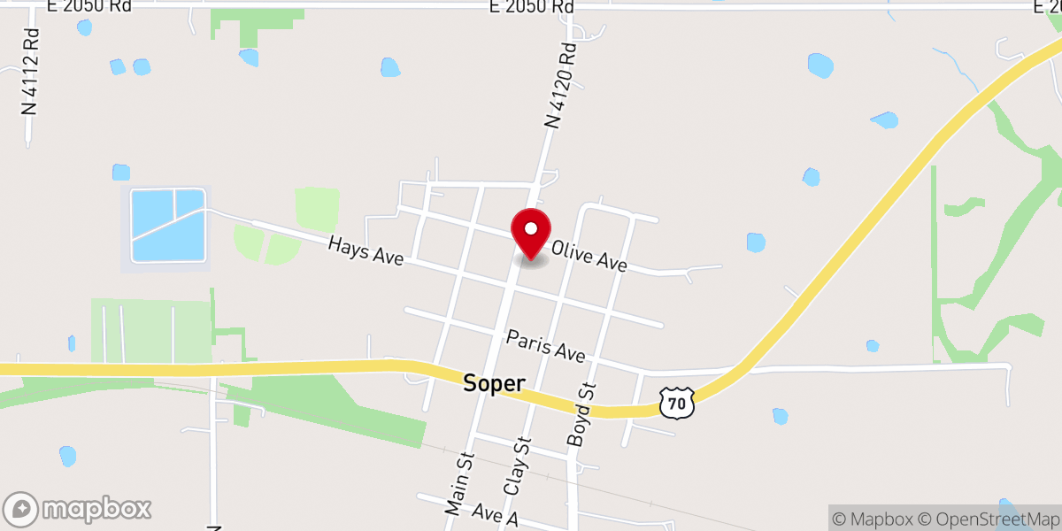 Map showing location of Soper United Methodist Church