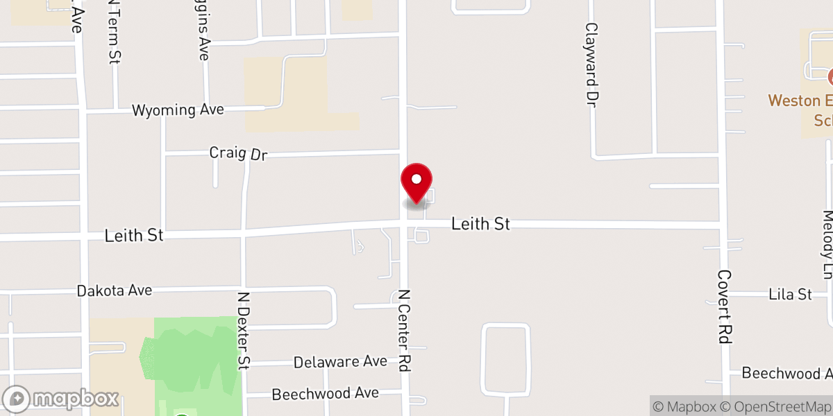 Map showing location of Victory Baptist Church