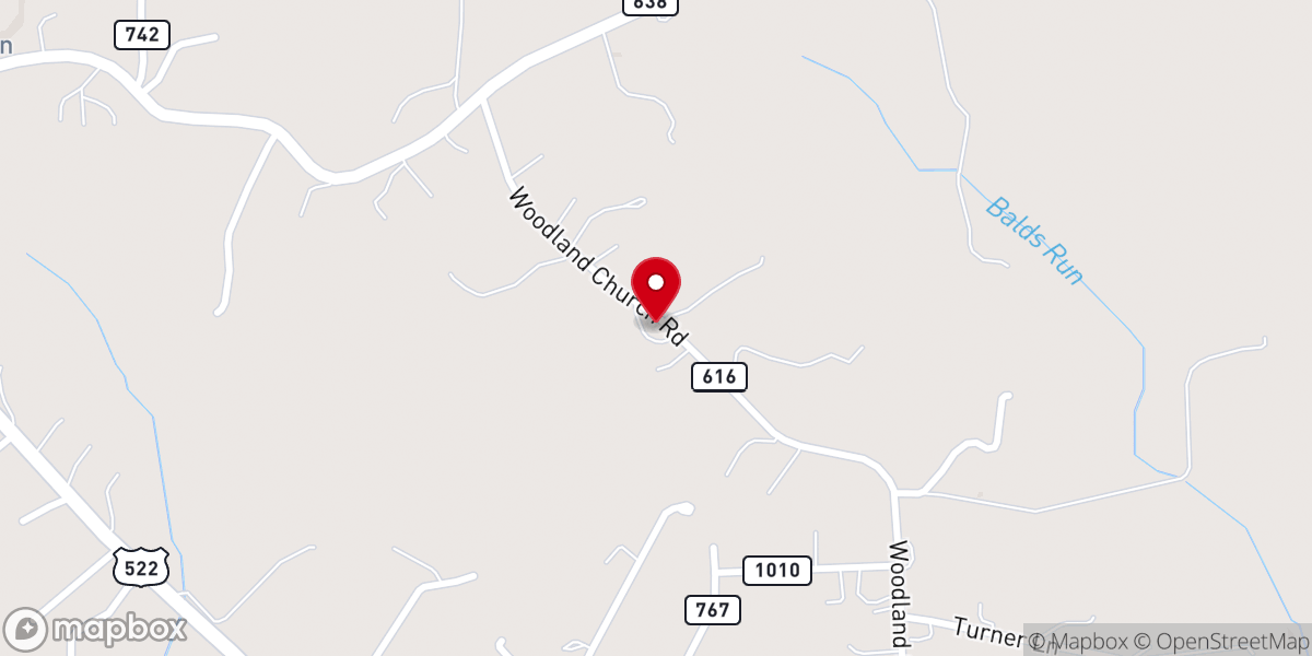 Map showing location of Woodland United Methodist Church