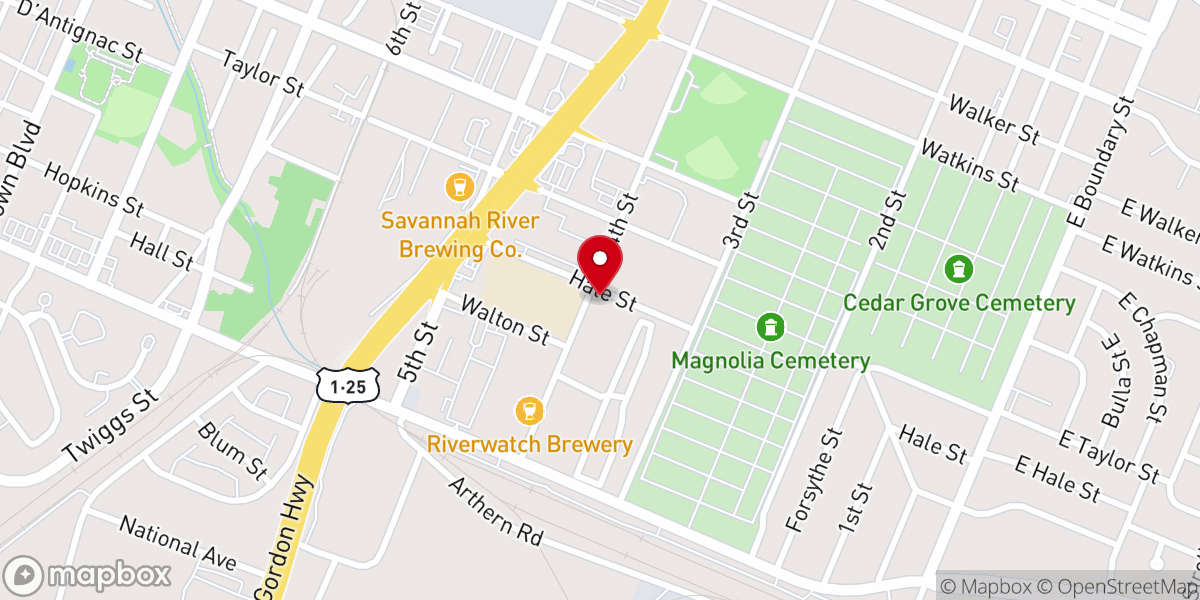 Map showing location of Hale Street Baptist Church