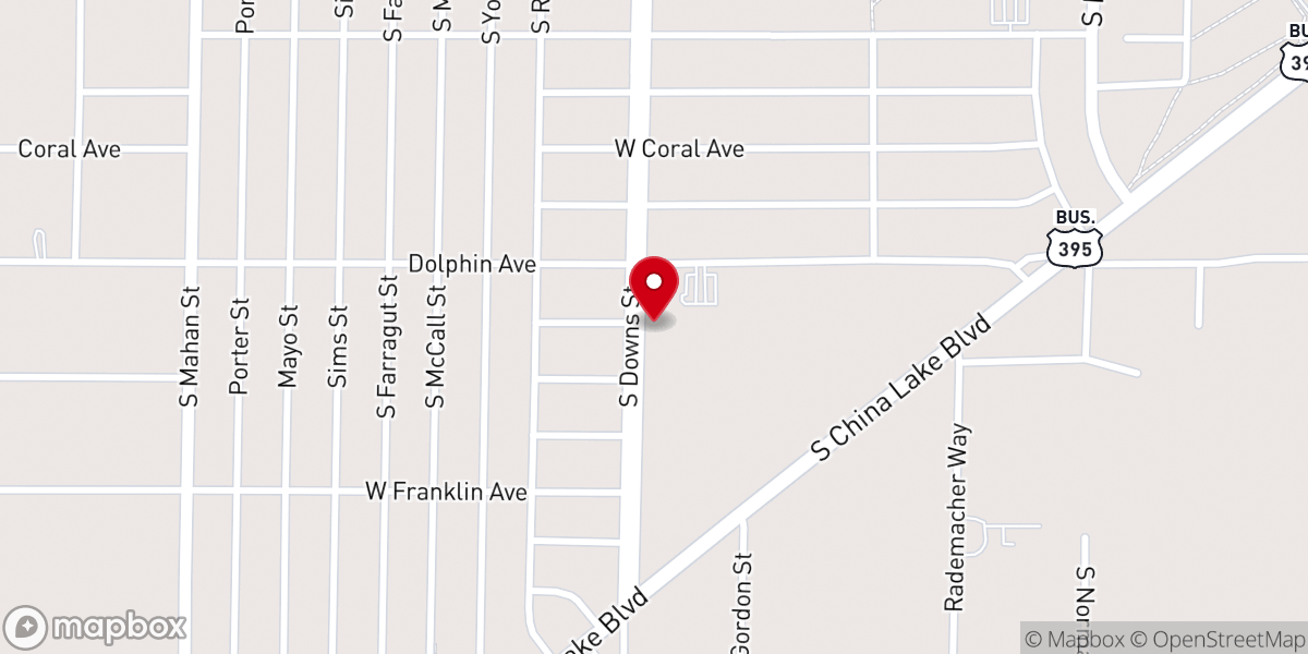 Map showing location of First Baptist Church of Ridgecrest
