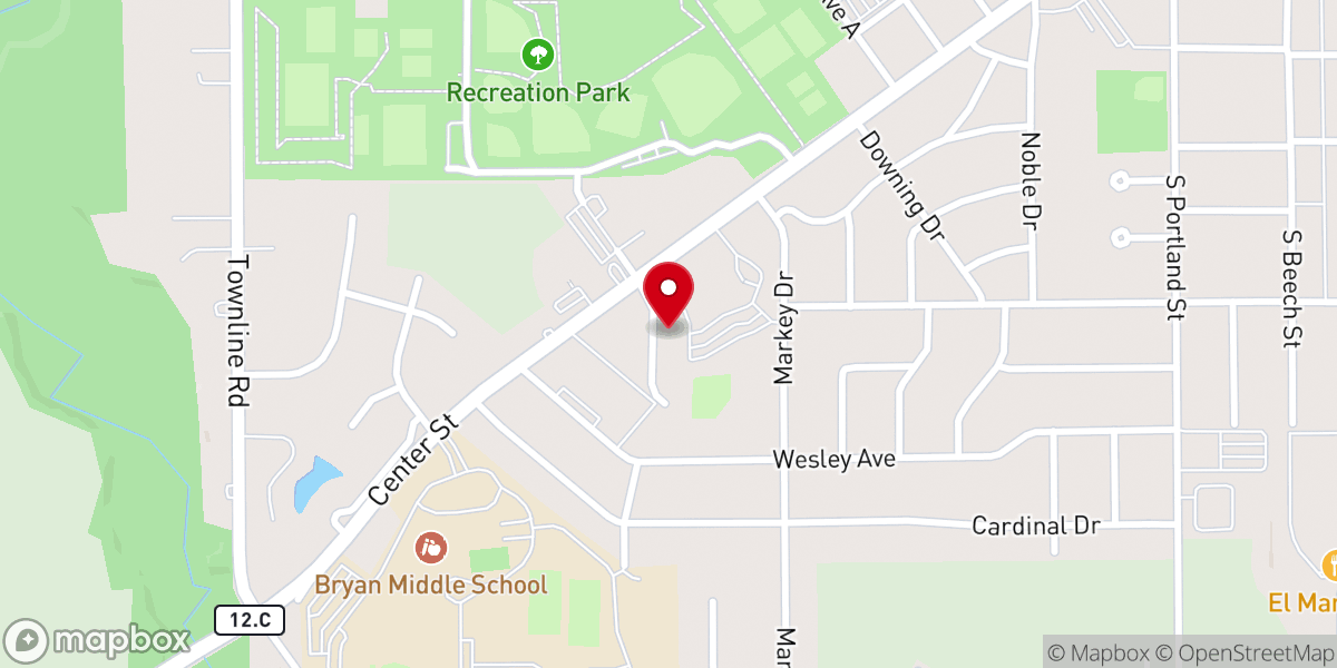Map showing location of Bryan First Assembly of God