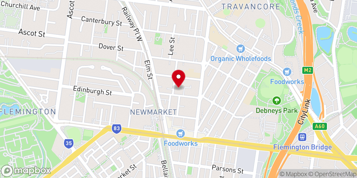 Map showing location of Newmarket Baptist Church