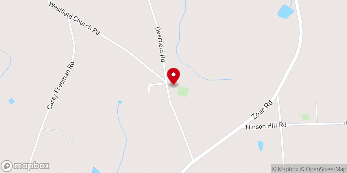 Map showing location of Westfield Creek Baptist Church