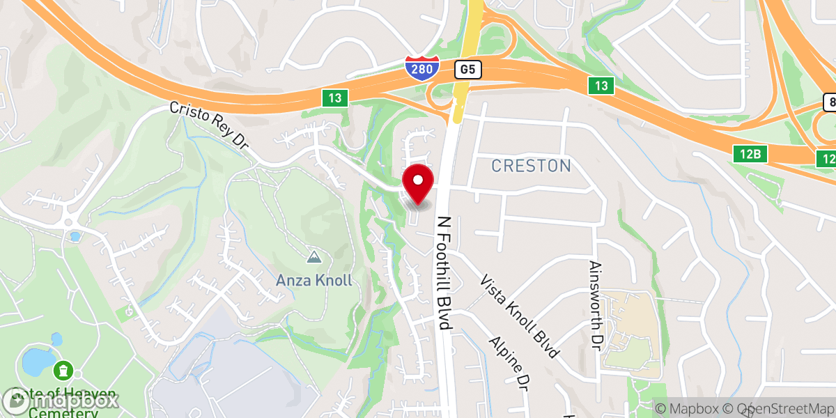 Map showing location of Foothill Christian Center
