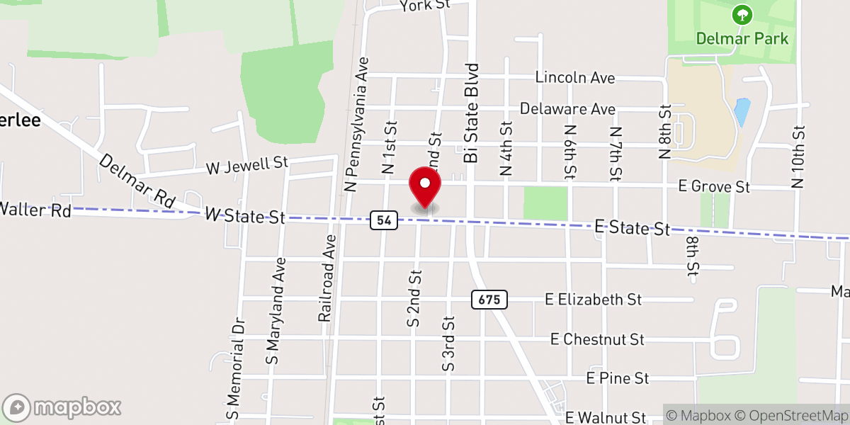 Map showing location of Delmarva Christian Center
