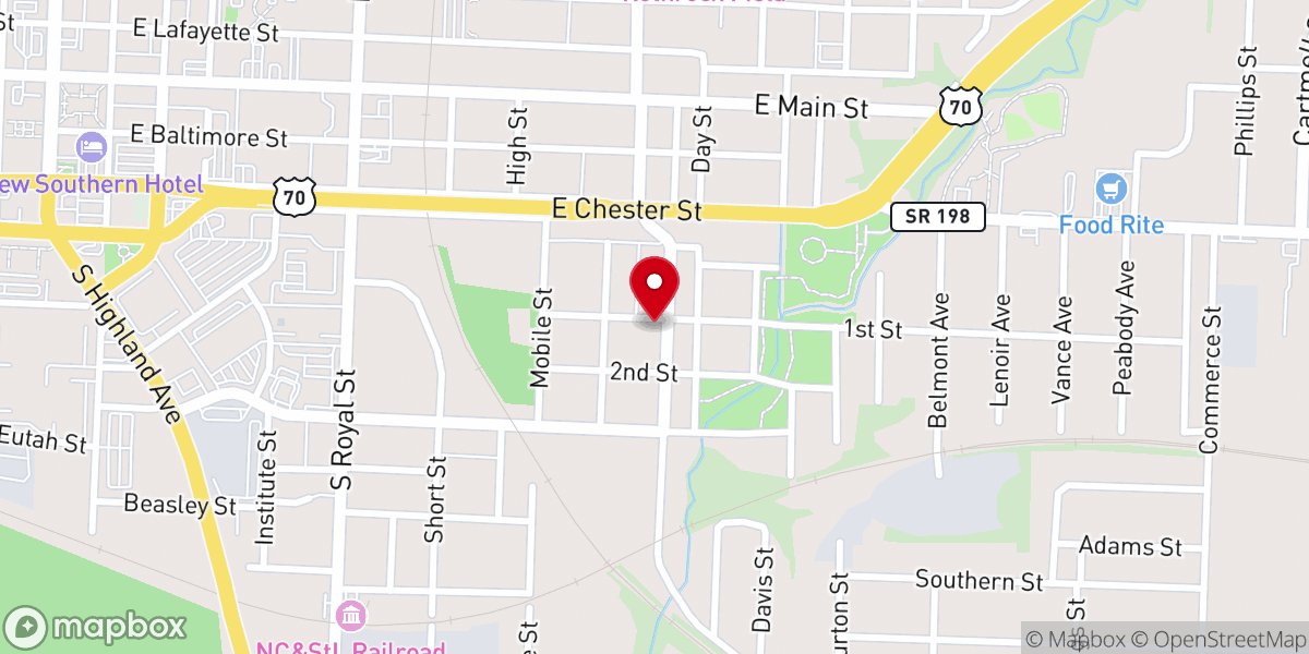 Map showing location of Christ Temple Holiness Church