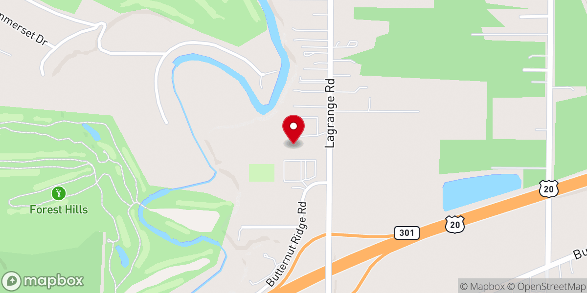 Map showing location of First Baptist Church of Elyria