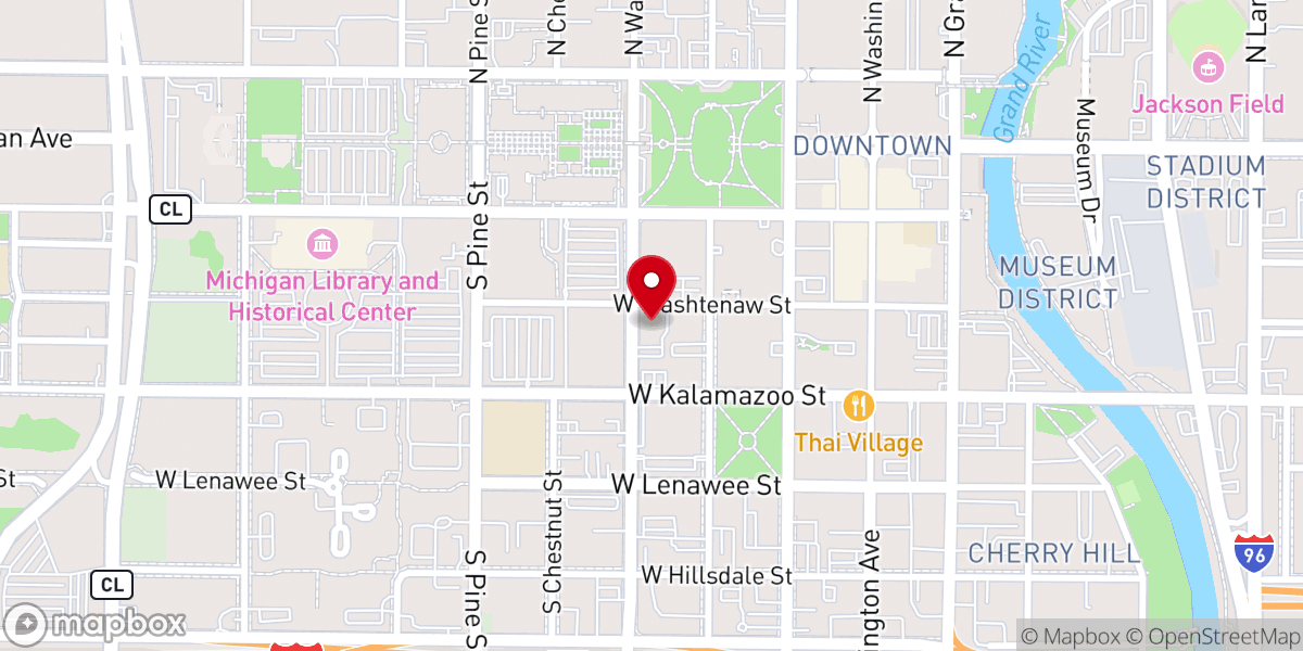 Map showing location of Estes-Leadley Greater Lansing Chapel