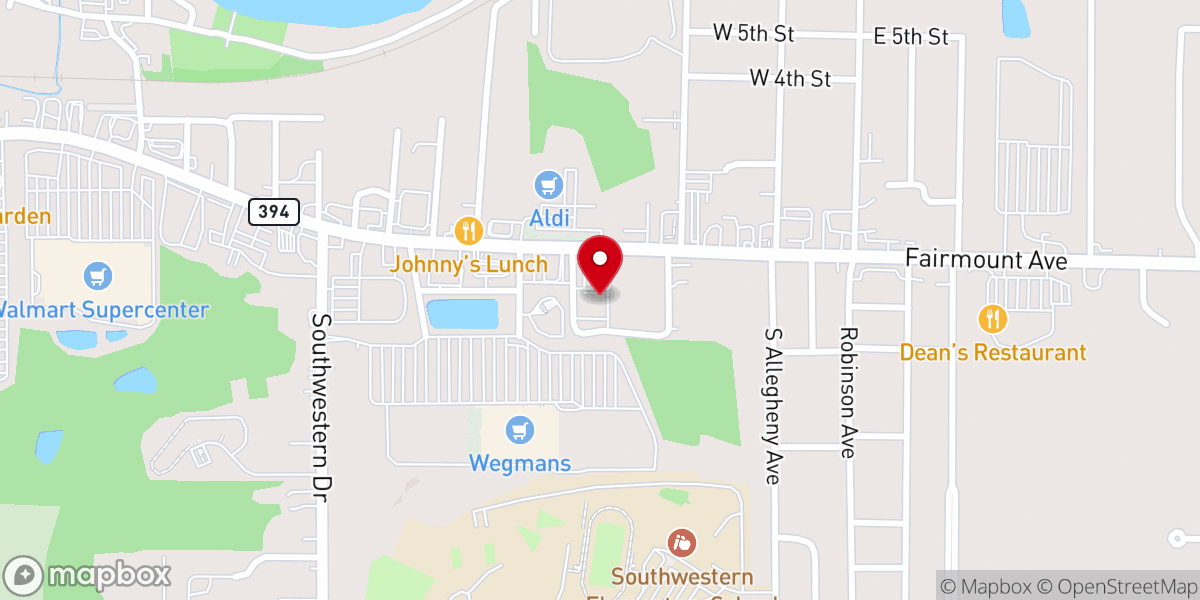 Map showing location of Jamestown Church of Christ