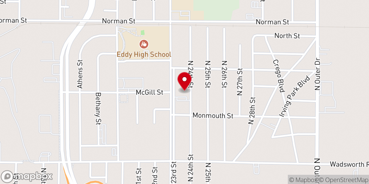 Map showing location of Prince of Peace Baptist Church