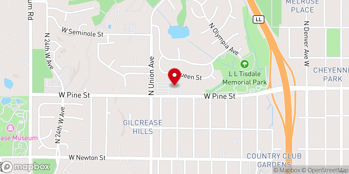 Map showing location of Greenwood Christian Center