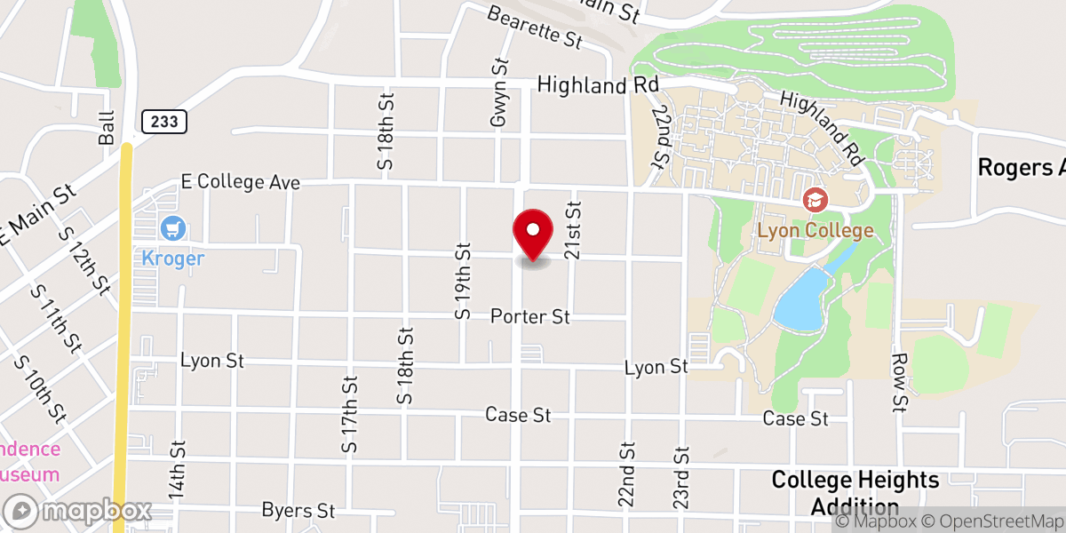 Map showing location of Twentieth Street Baptist Church