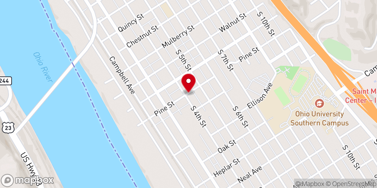 Map showing location of Pine Street United Methodist Church