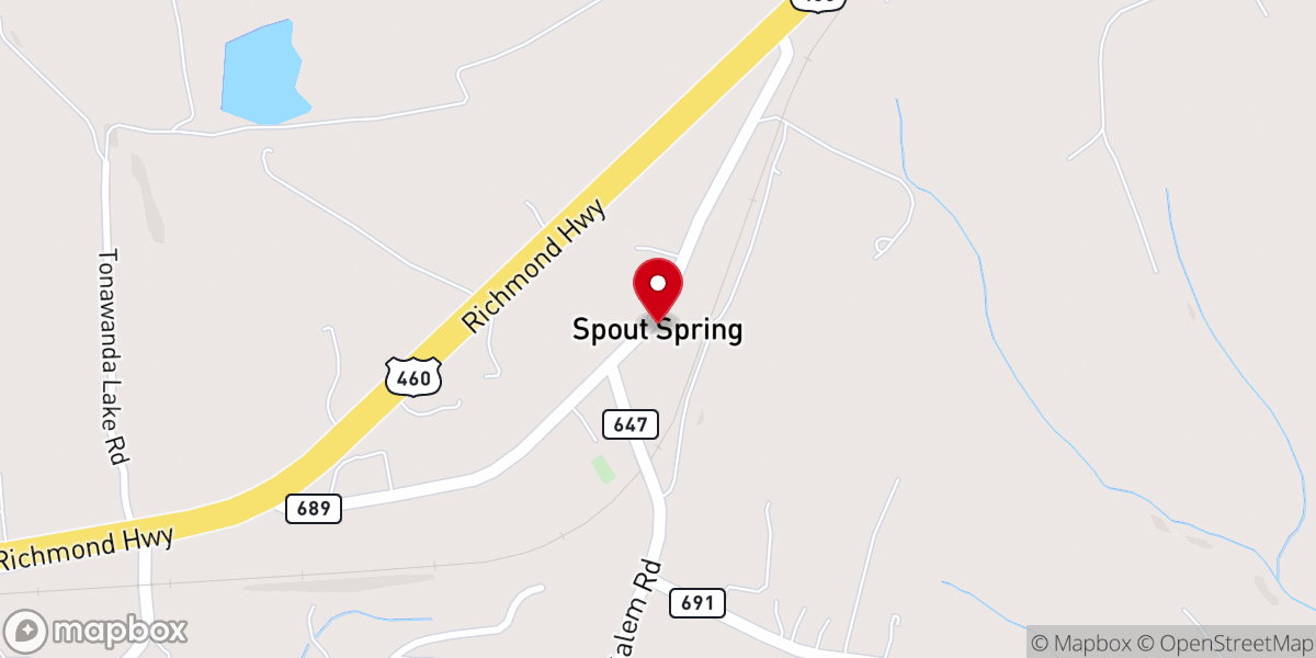 Map showing location of Spout Spring