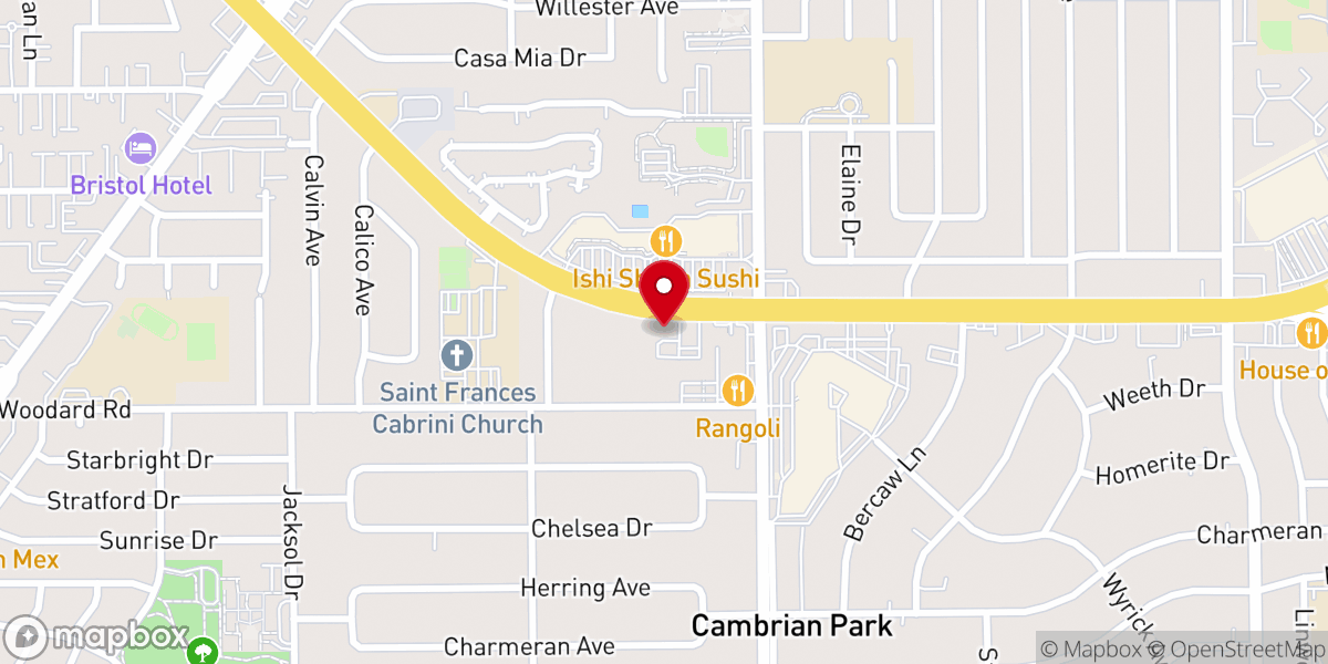 Map showing location of Christ Community Church of San Jose