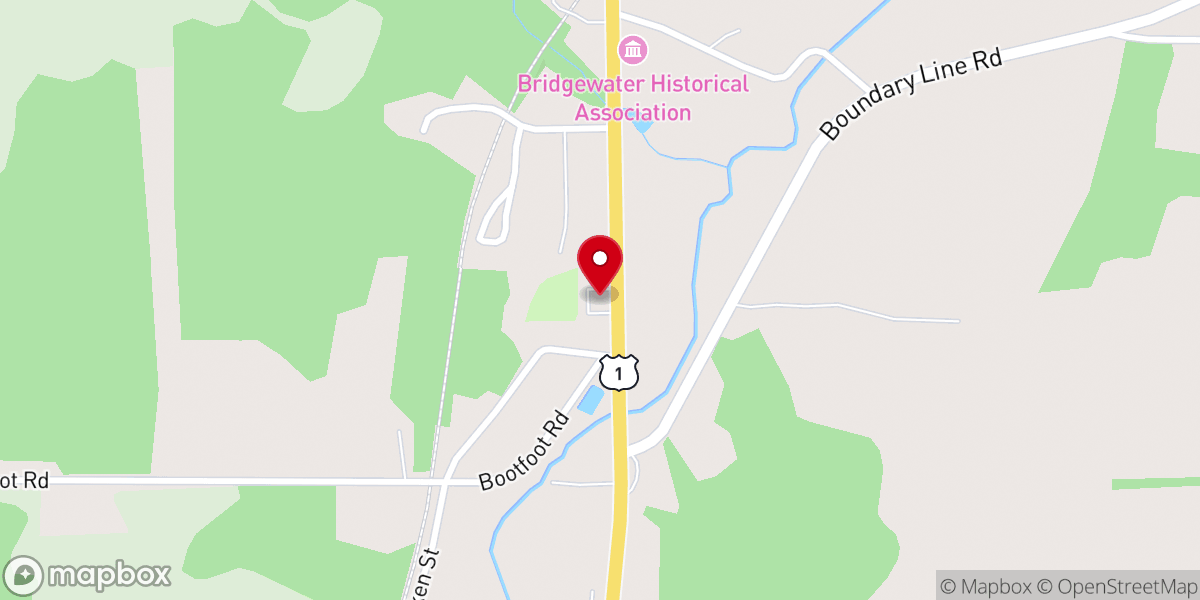 Map showing location of Bridgewater Free Baptist Church
