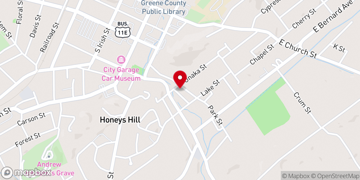 Map showing location of Liberty Worship Center