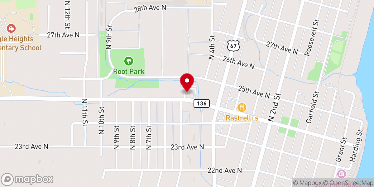Map showing location of St. John Lutheran Church