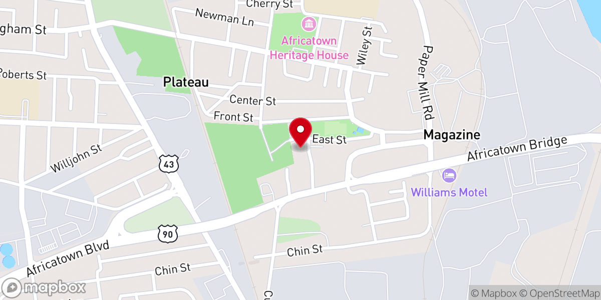 Map showing location of Yorktown Baptist Church