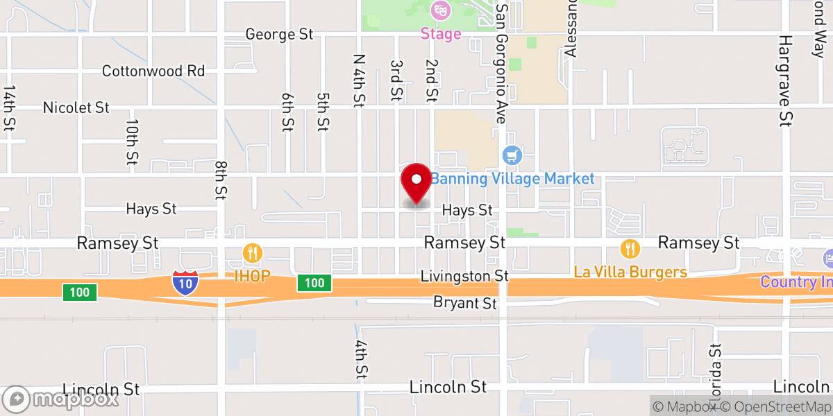 Map showing location of Banning United Methodist Church