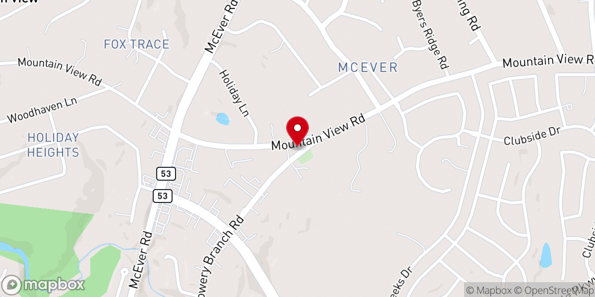 Map showing location of Mountain View Baptist Church