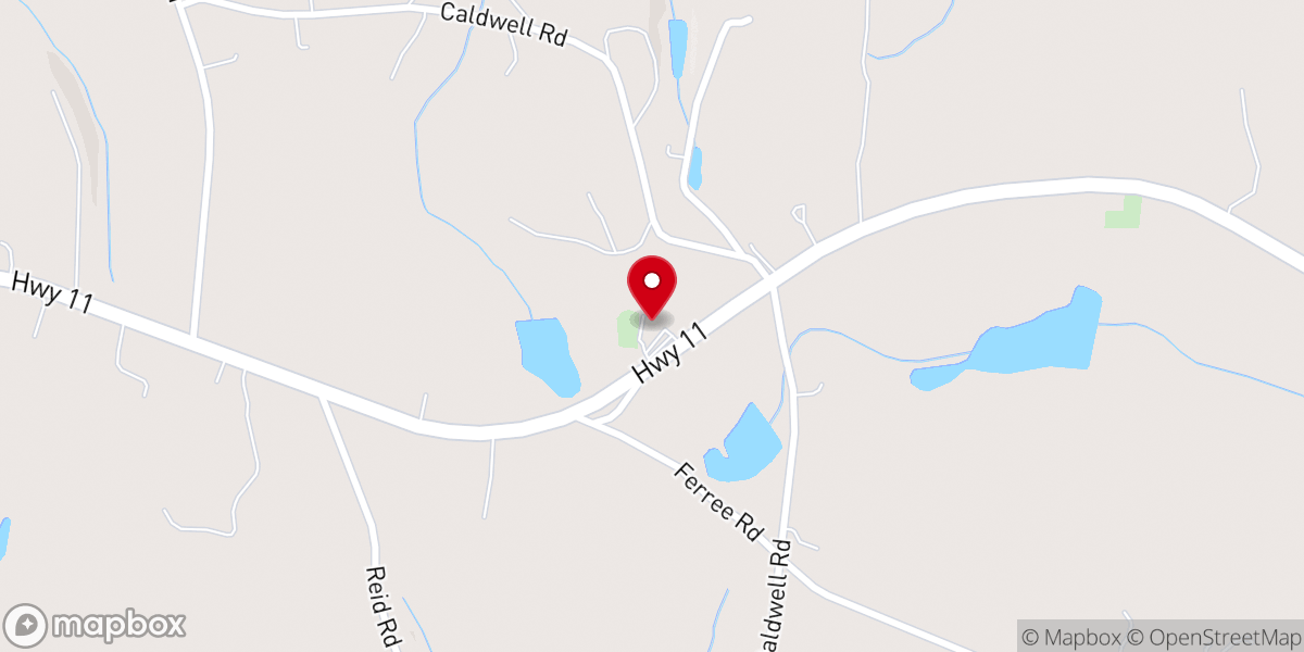 Map showing location of Bethel Baptist Church