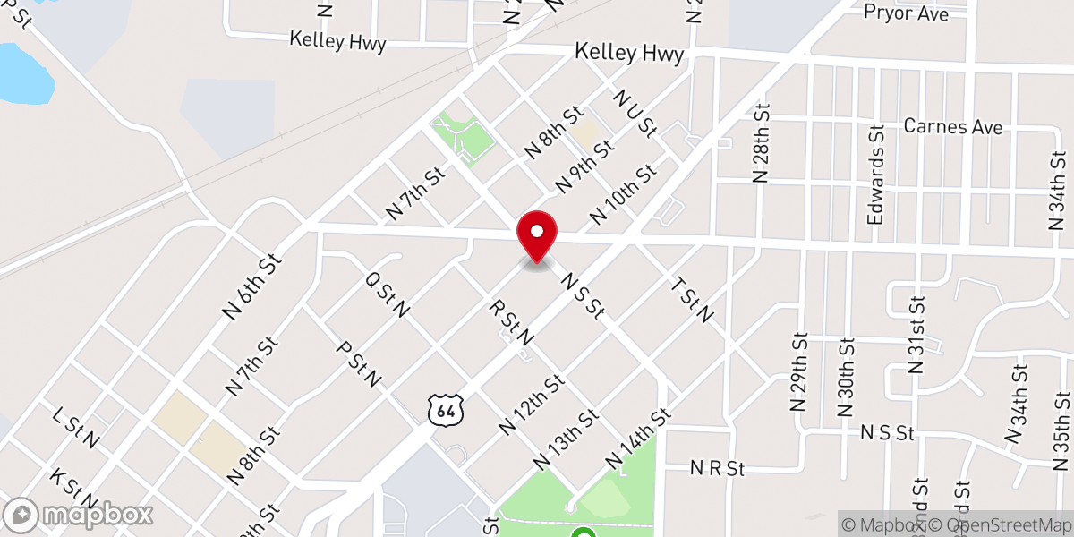 Map showing location of Ninth Street Church of Christ
