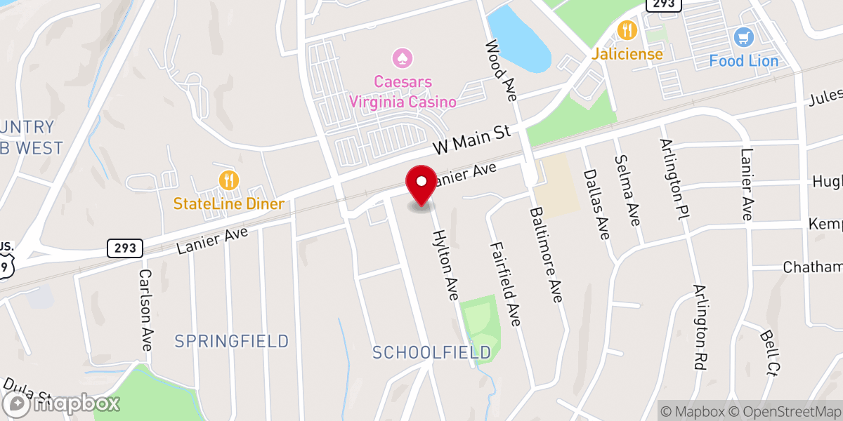 Map showing location of Schoolfield United Methodist Church