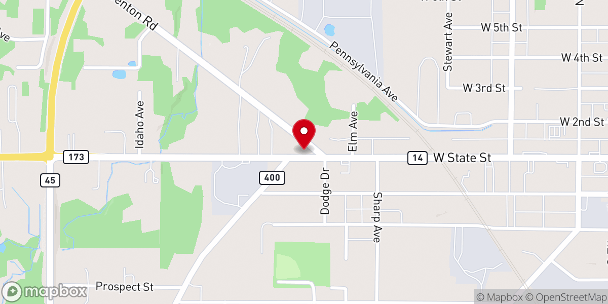 Map showing location of Twin Pines Apostolic Church