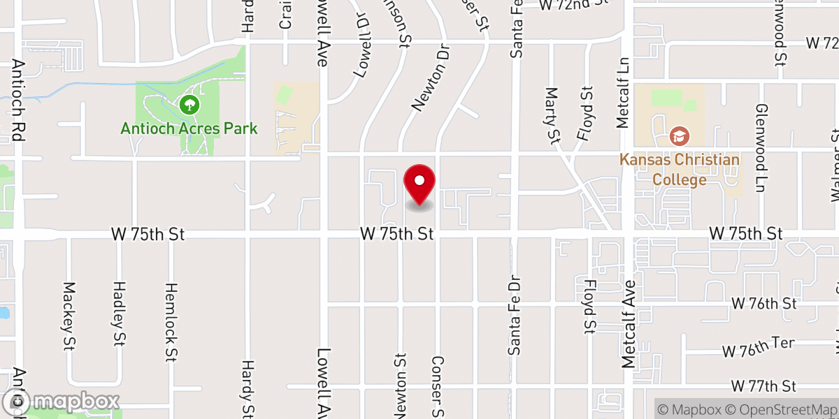 Map showing location of Overland Park Christian Church (DOC)
