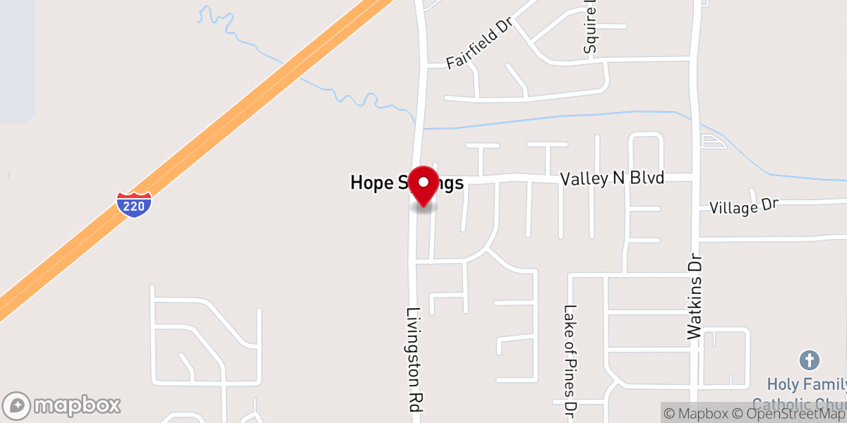 Map showing location of Hope Spring MB Church