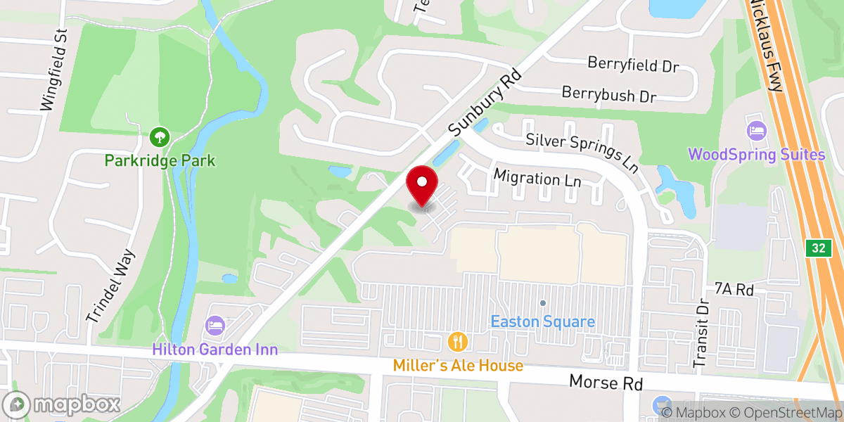 Map showing location of Life Church at Easton
