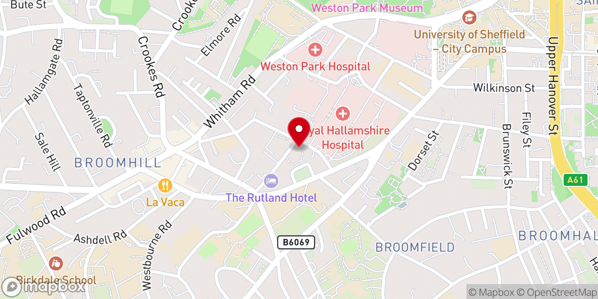 Map showing location of Church of St Mark, Broomhill, Sheffield