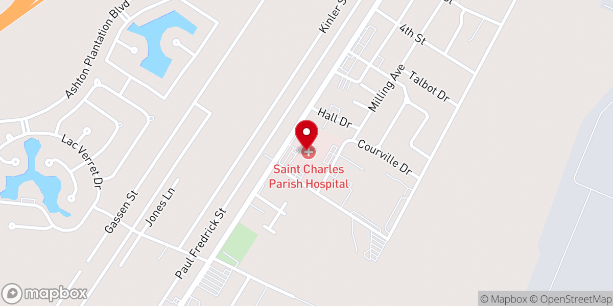 Map showing location of Ochsner Health Center - Luling