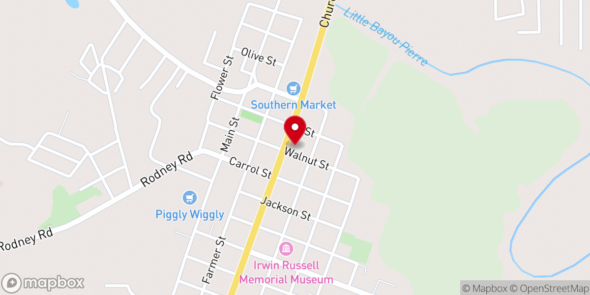 Map showing location of First Presbyterian Church