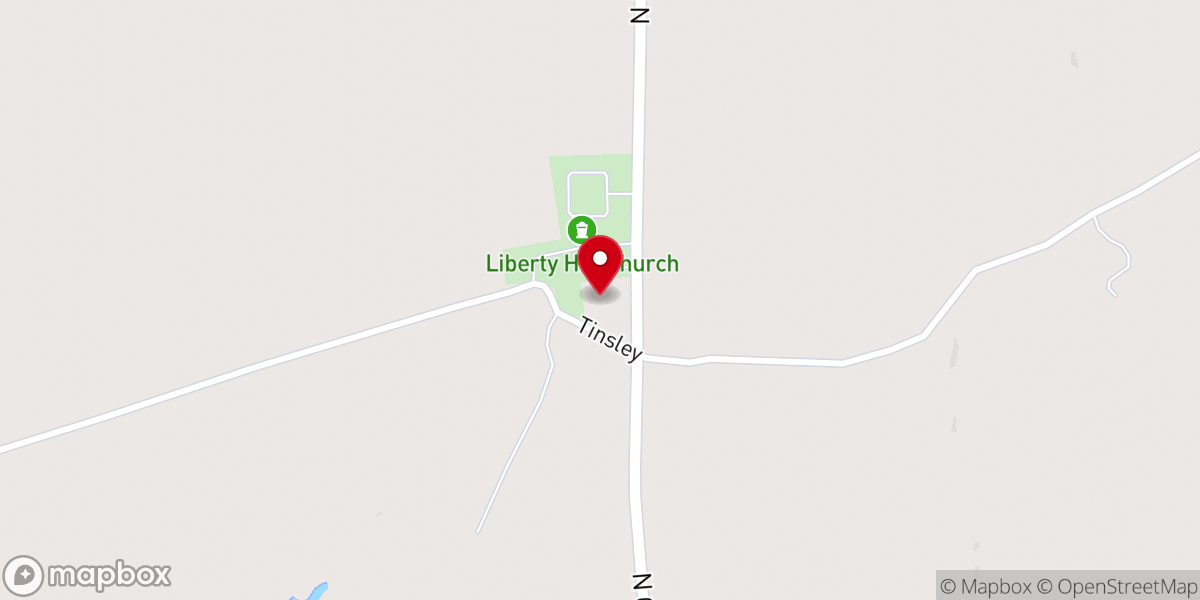 Map showing location of Liberty Hill Baptist Church