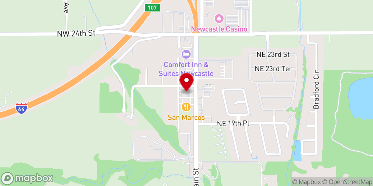 Map showing location of INTEGRIS Health Medical Group Newcastle