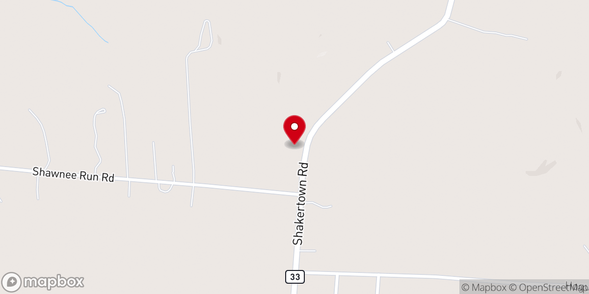 Map showing location of Shawnee Run Church