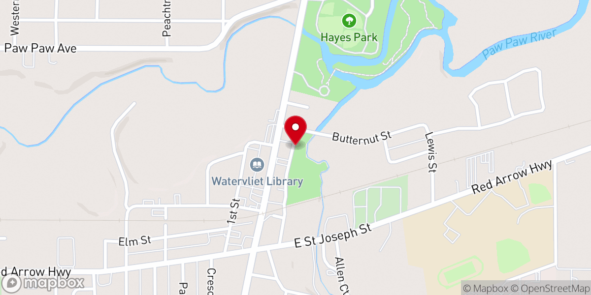 Map showing location of Watervliet First Methodist Church