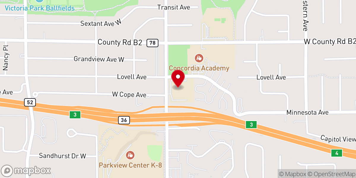 Map showing location of King Of Kings Lutheran Church Roseville (LCMS)