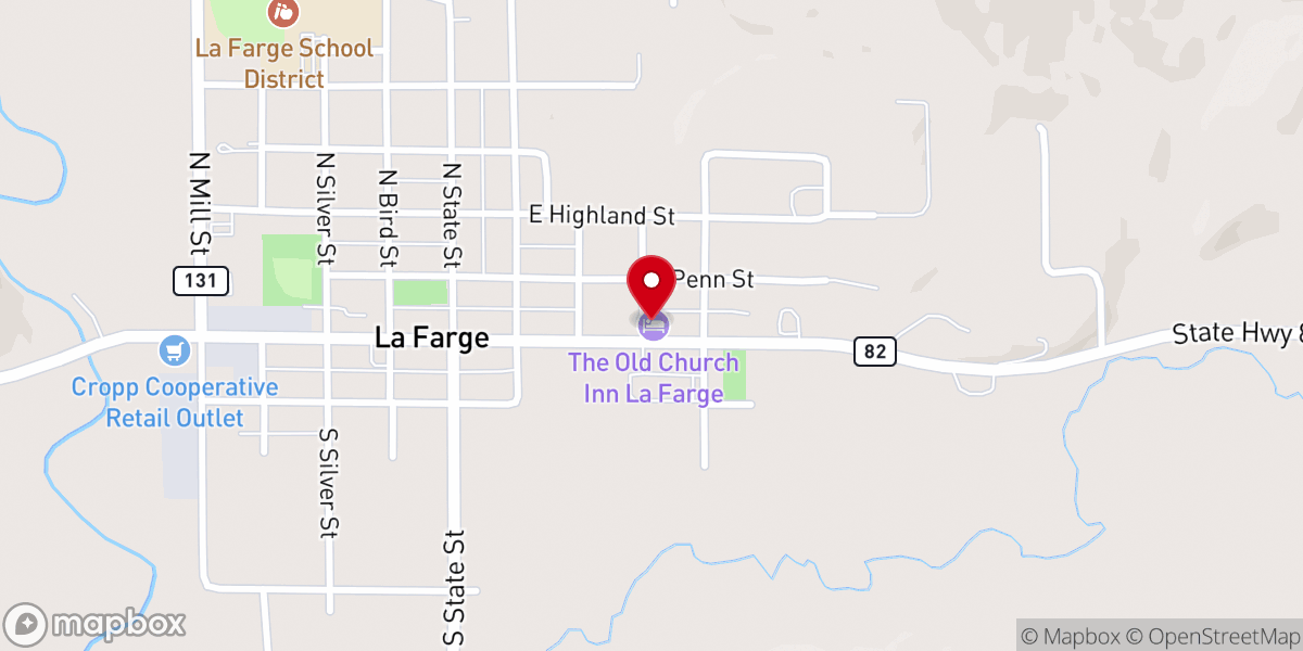 Map showing location of The Old Church Inn La Farge