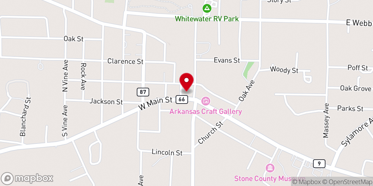 Map showing location of Stone County Courthouse