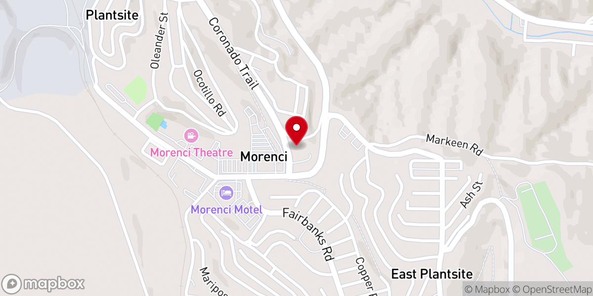 Map showing location of Morenci Baptist Church