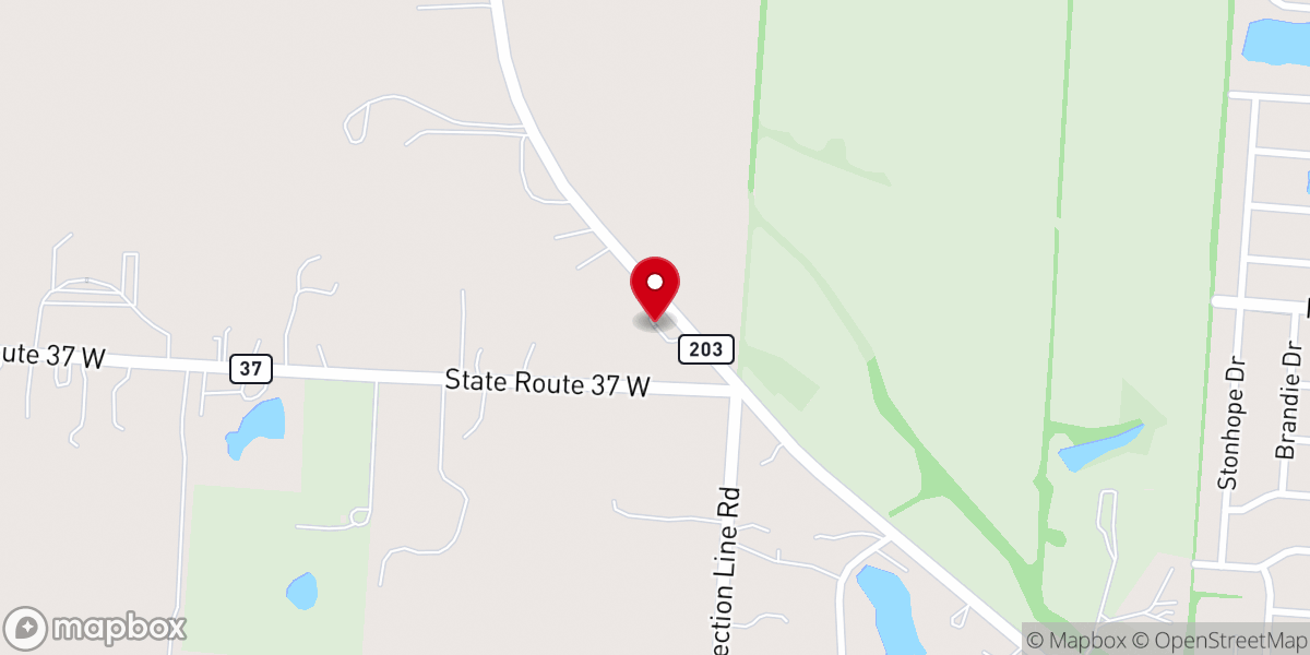 Map showing location of Delaware Church of Christ